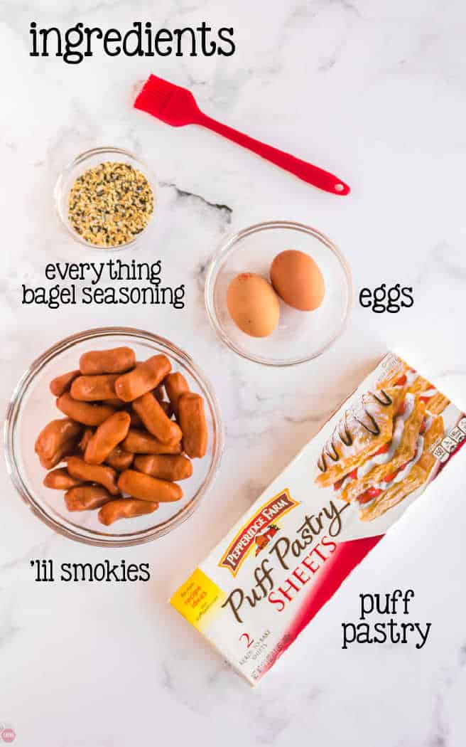 labeled picture of pigs in a blanket ingredients