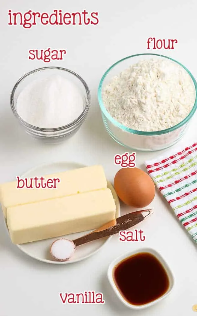 labeled picture of ingredients for cookies