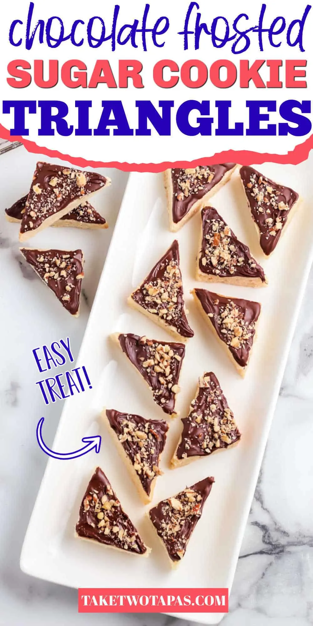 cookie triangles with text "chocolate frosted sugar cookie triangles"