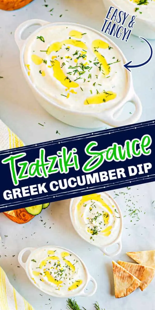 collage with text "tzatziki sauce"
