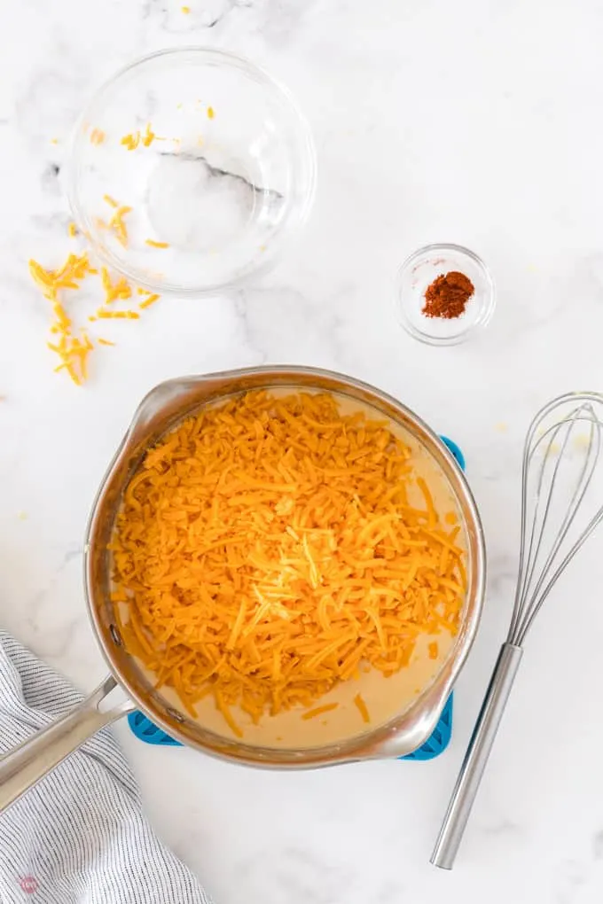 shredded cheese in a pot