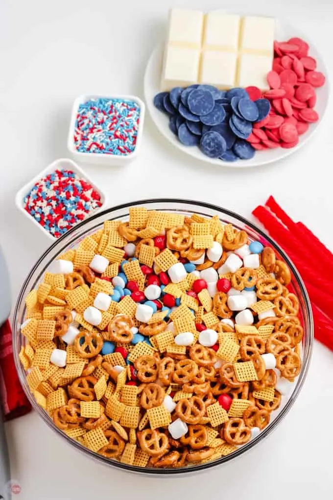 snack mix in a bowl