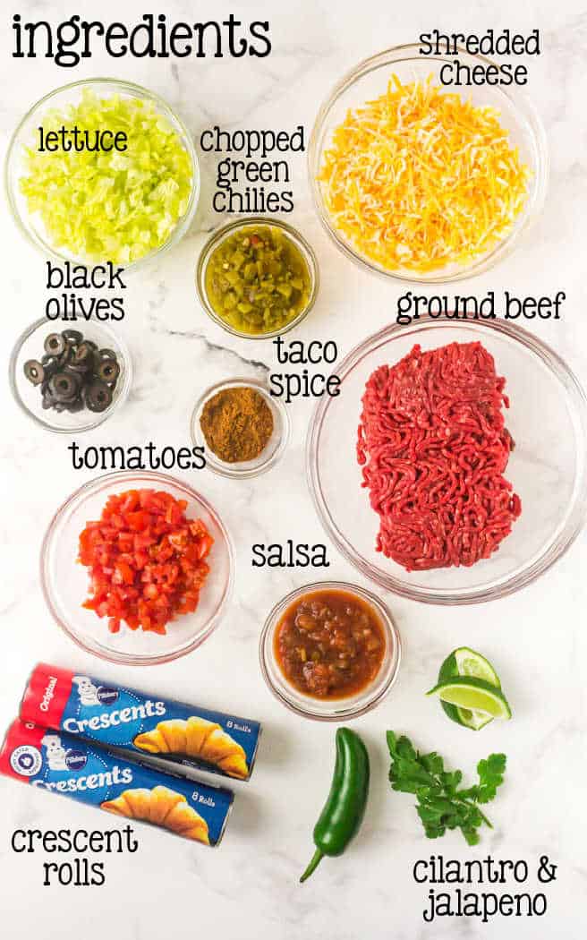 labeled picture of taco ring ingredients