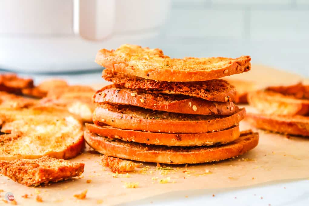 stack of bagel chips