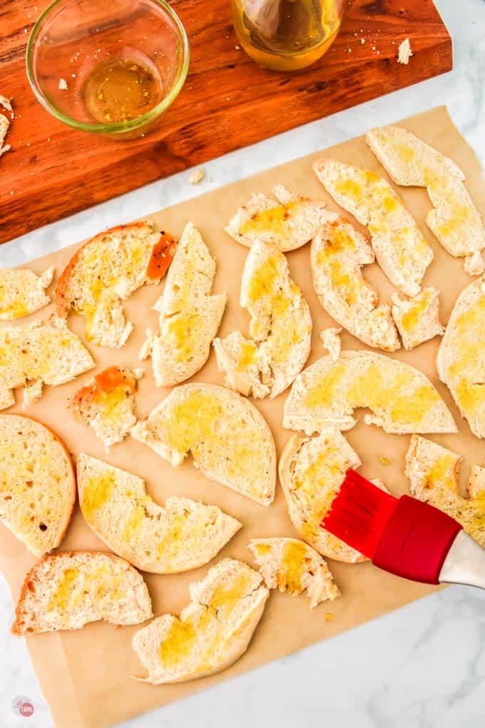 bagel slices on parchment