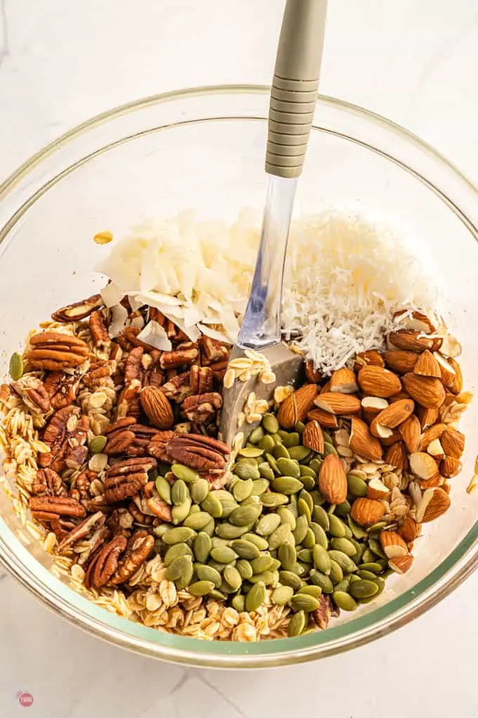 nuts in a bowl with spoon
