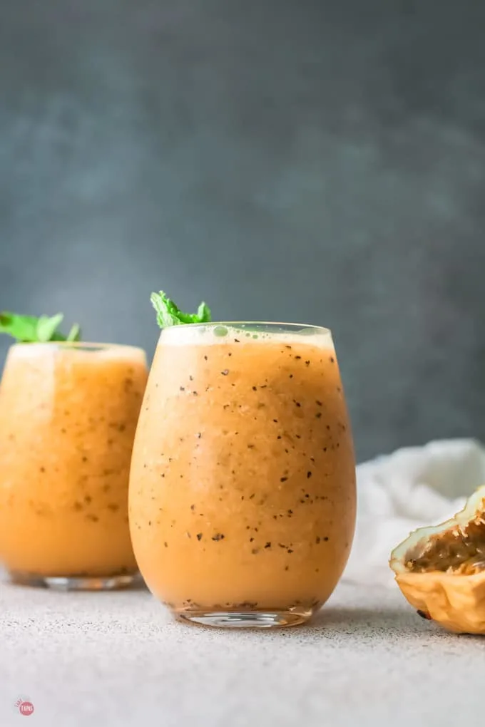 mango wine slushie in a glass