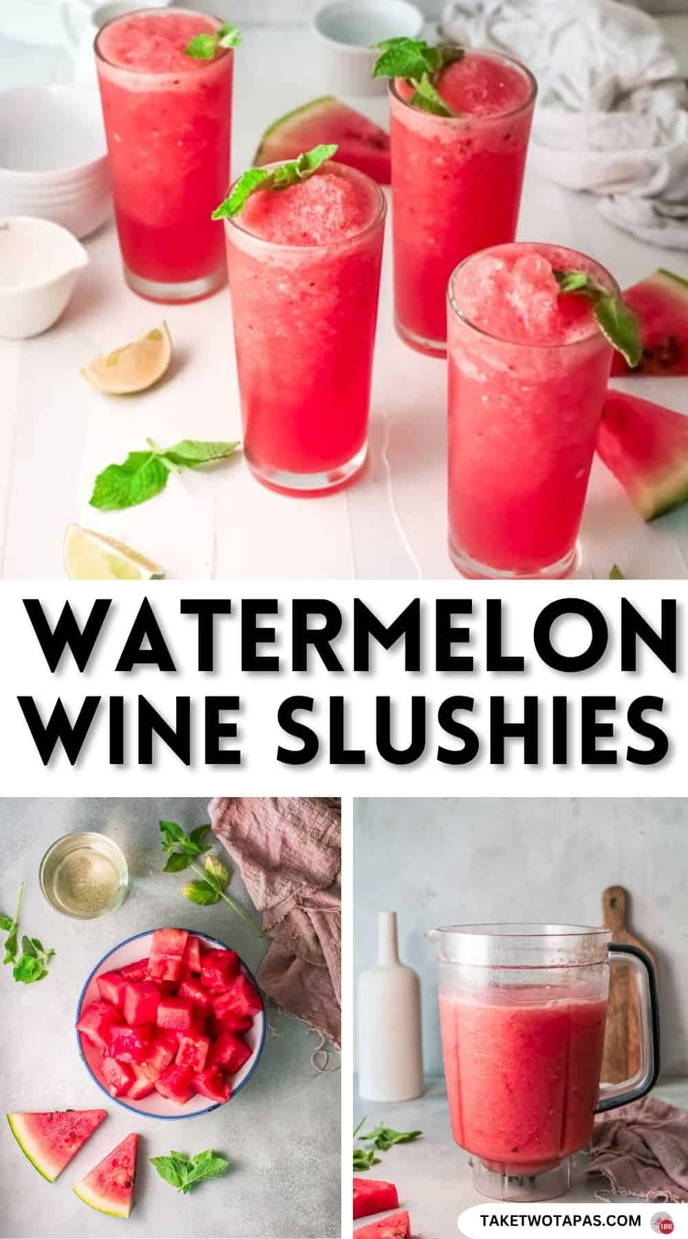 Pinterest pin image for watermelon wine slushies recipe