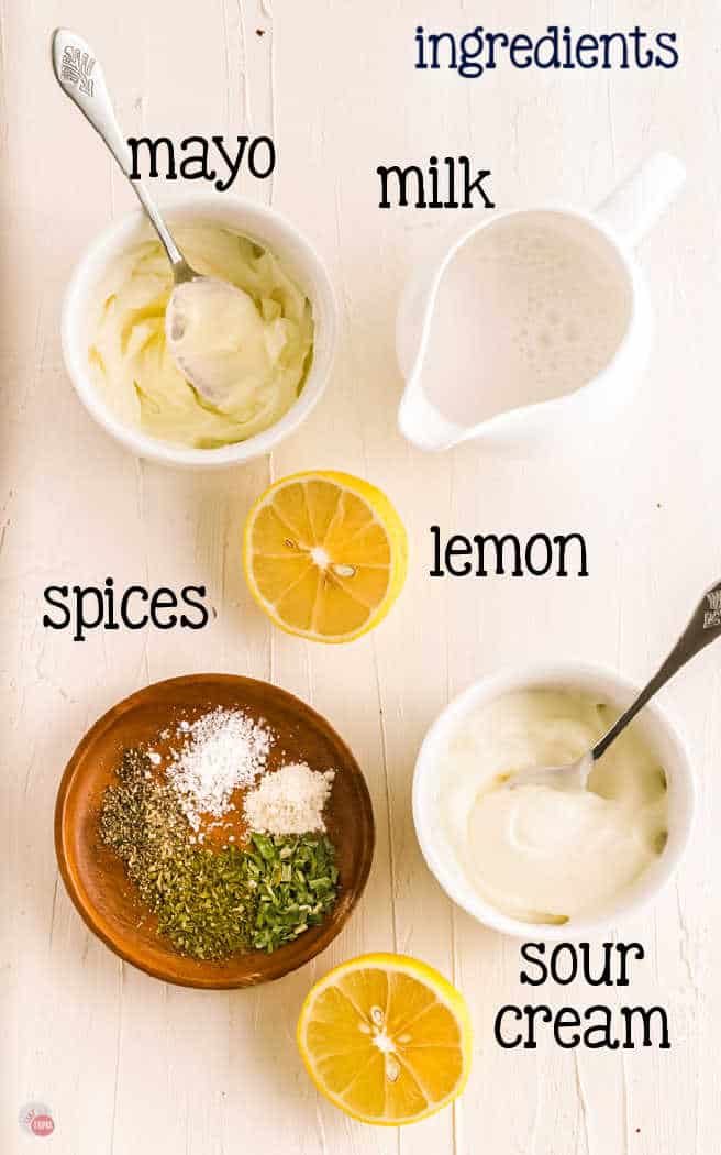 labeled picture of dressing ingredients