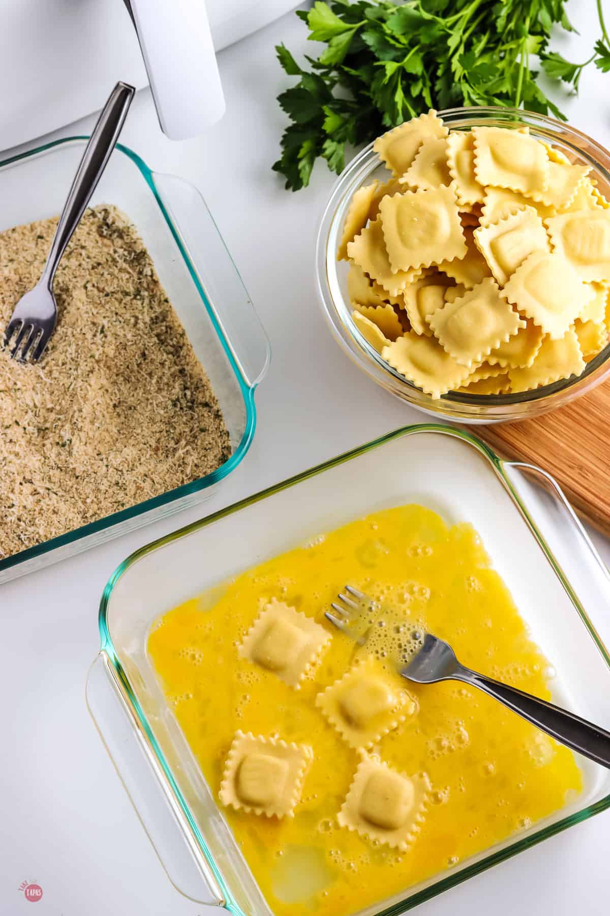 ravioli in egg wash