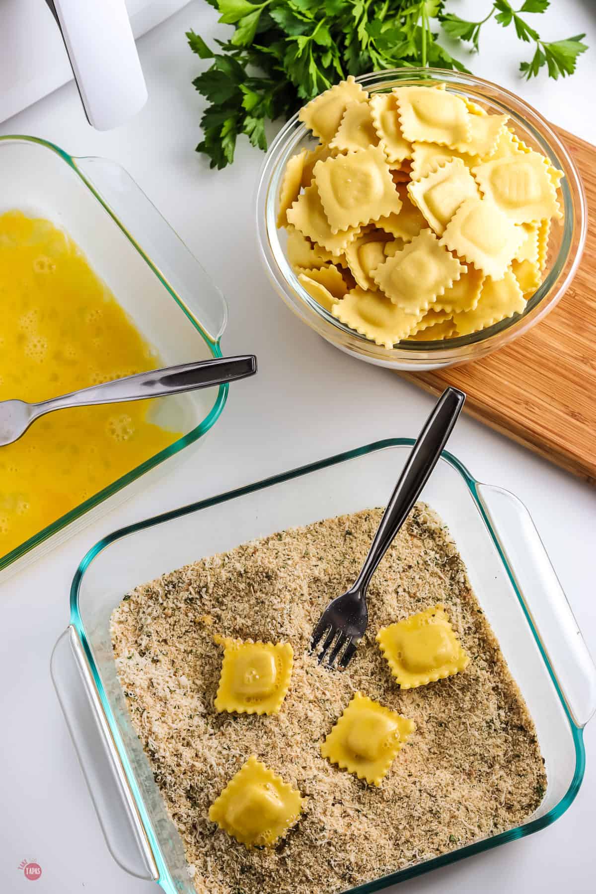 ravioli in bread crumbs