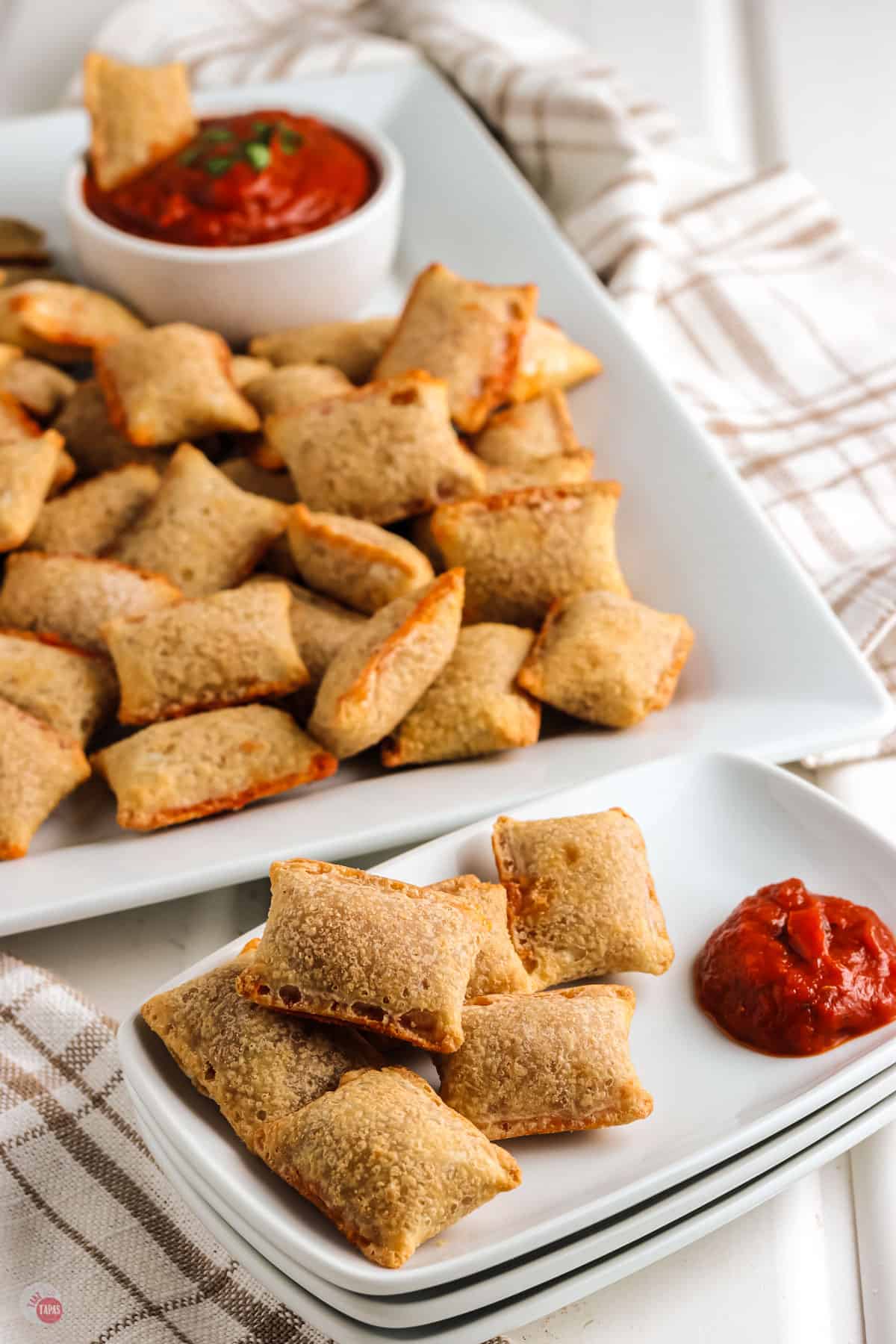 pizza rolls on a platter