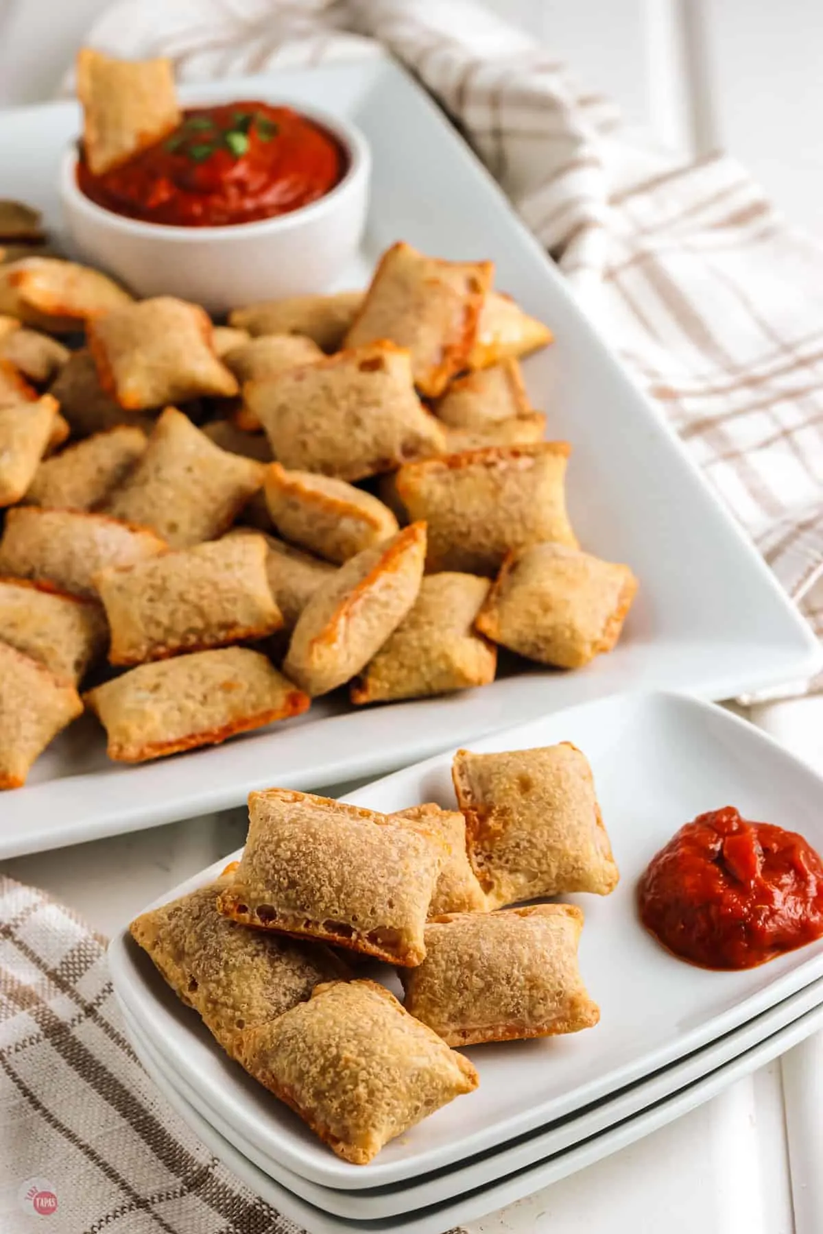 pizza rolls on a platter