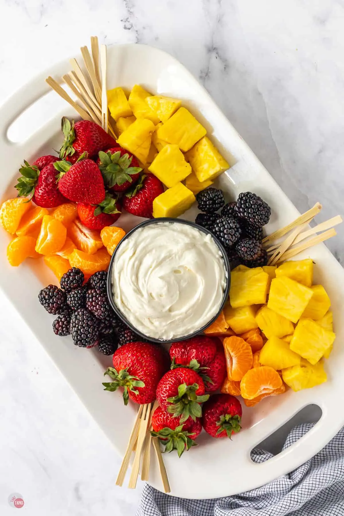 platter of fruit and dip