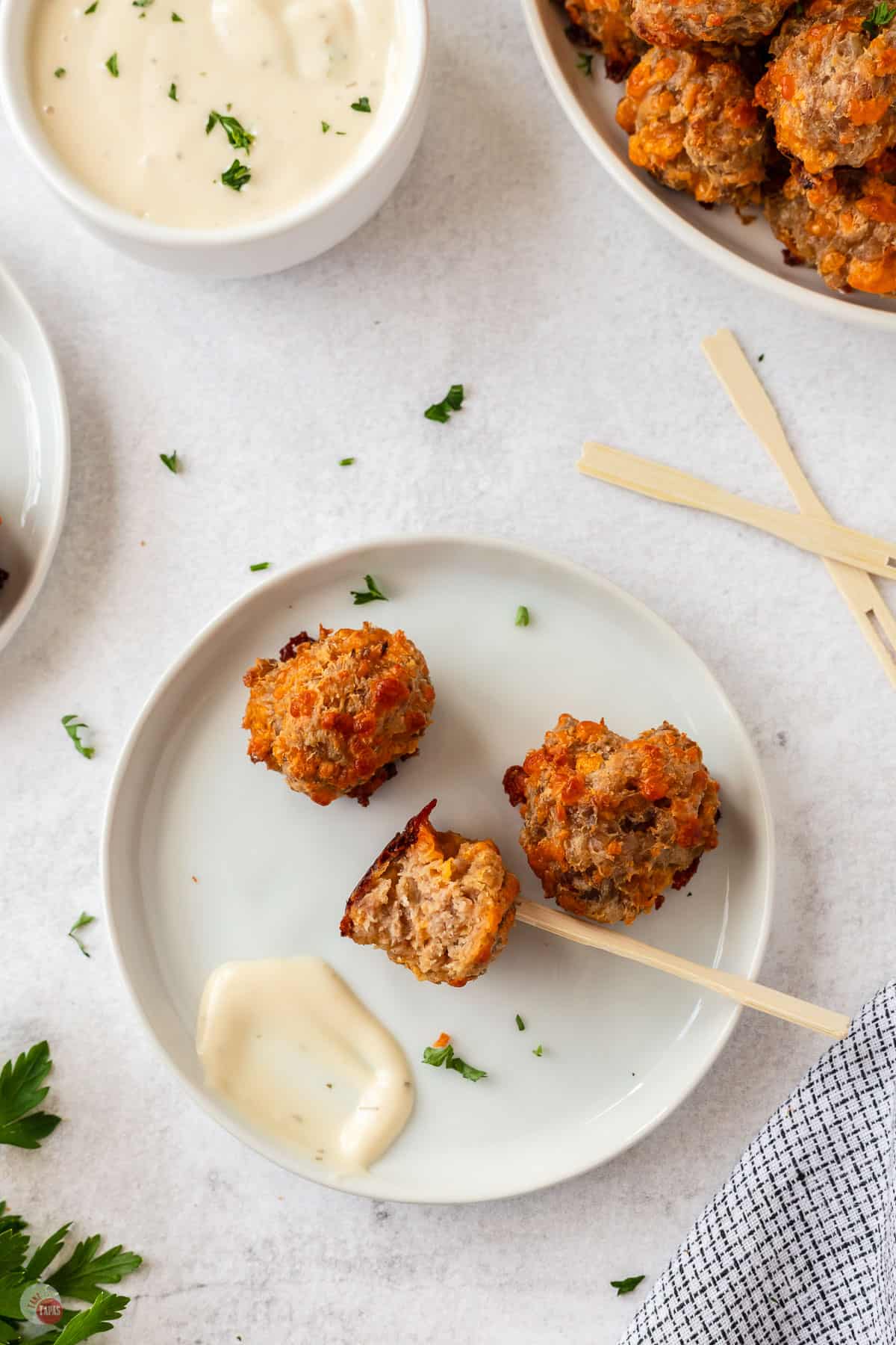 plate of three sausage balls