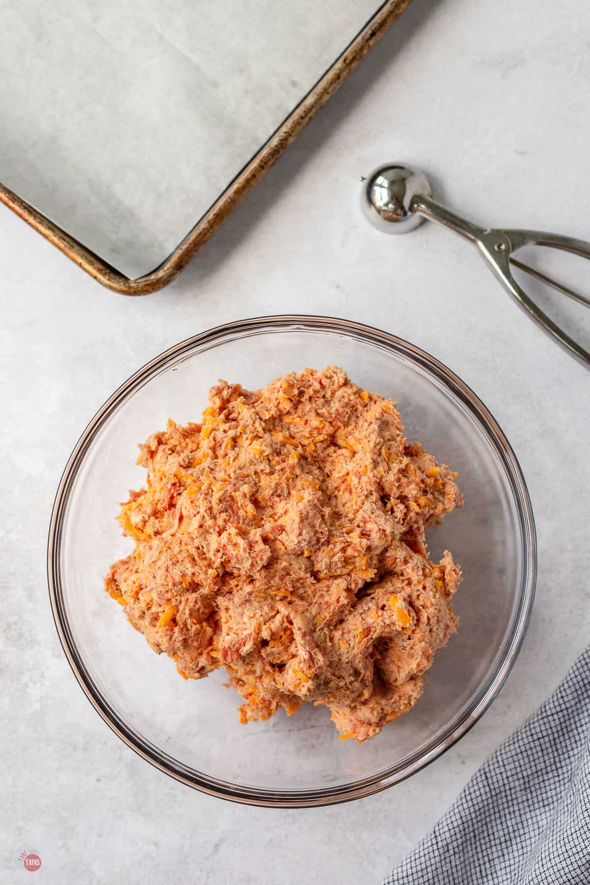 bowl of cream cheese sausage ball recipe dough