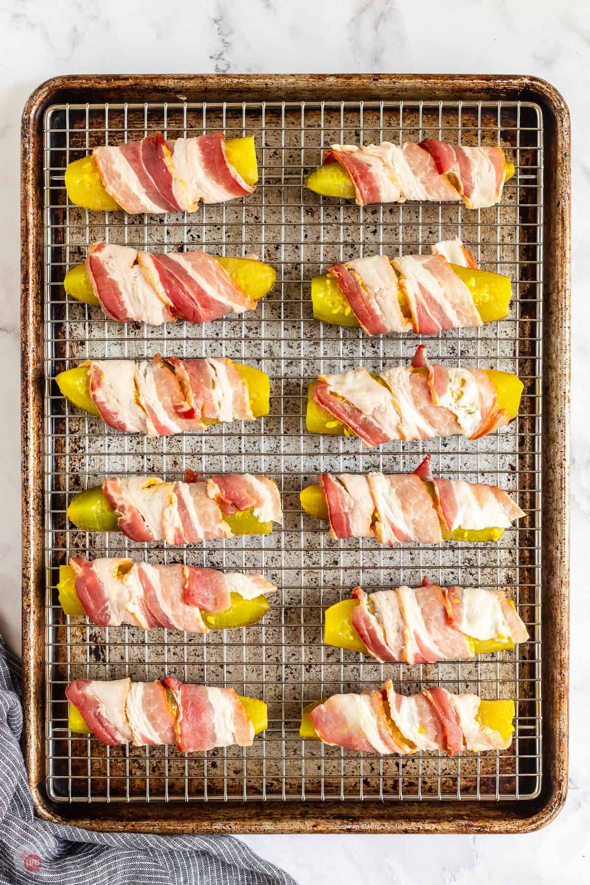 pickle fries on a baking sheet