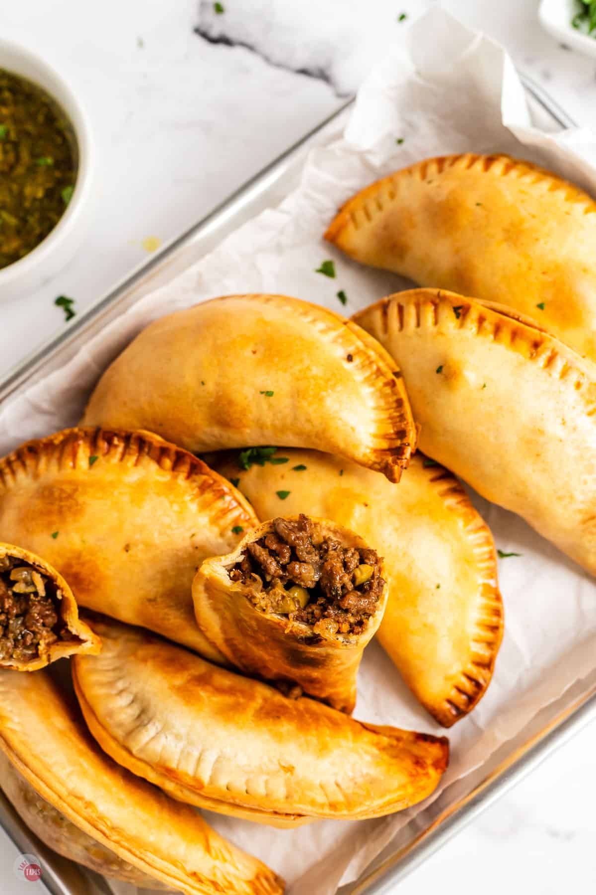 tray of argentine empanadas