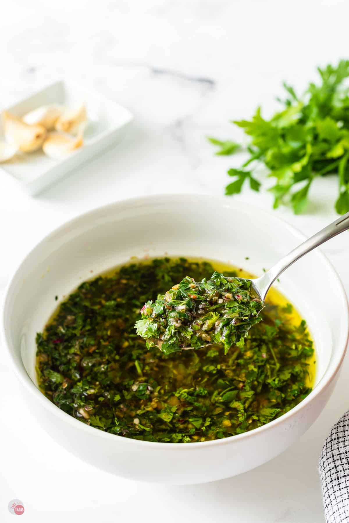 spoon of chimichurri