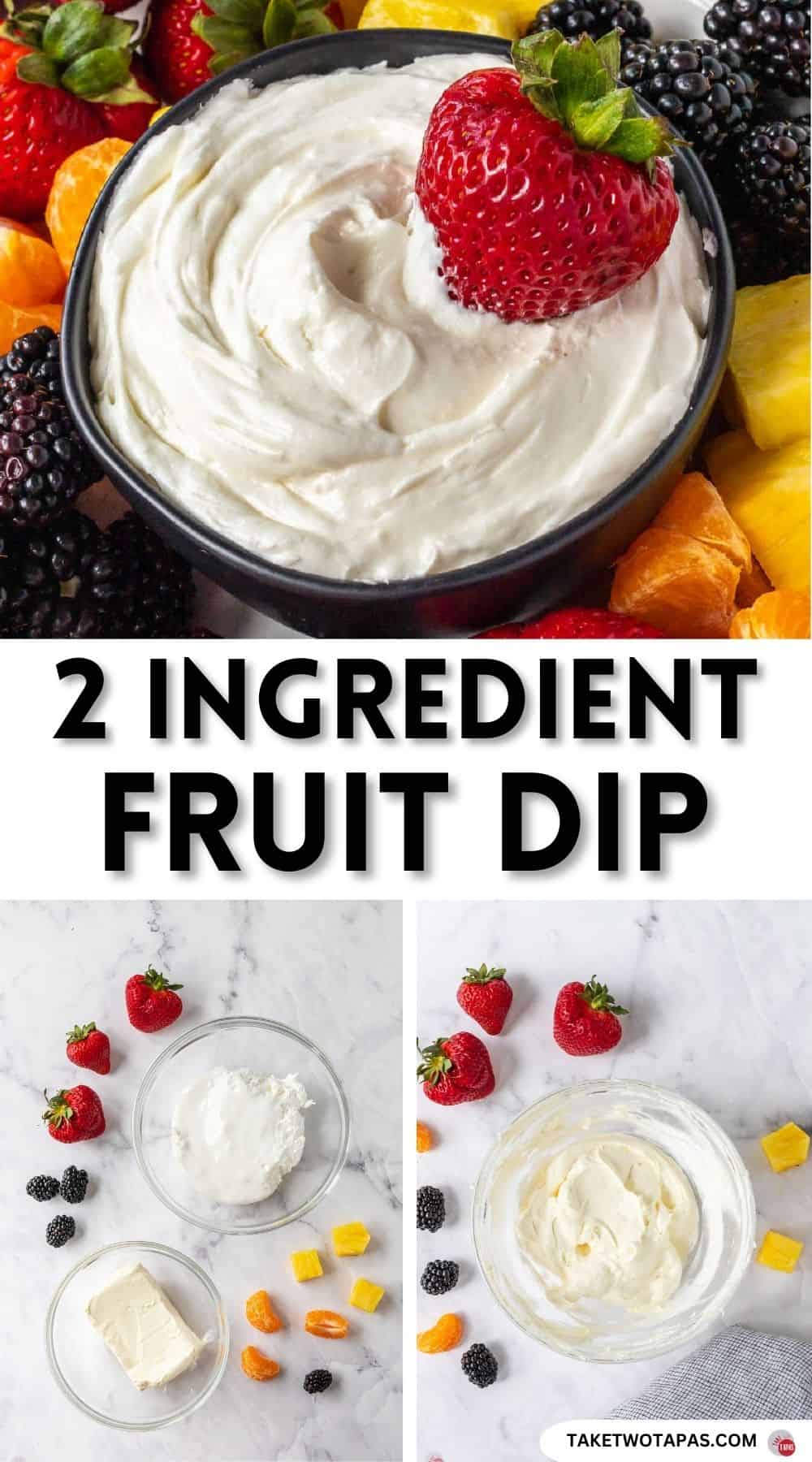 Pinterest pin image for 2 ingredient fruit dip