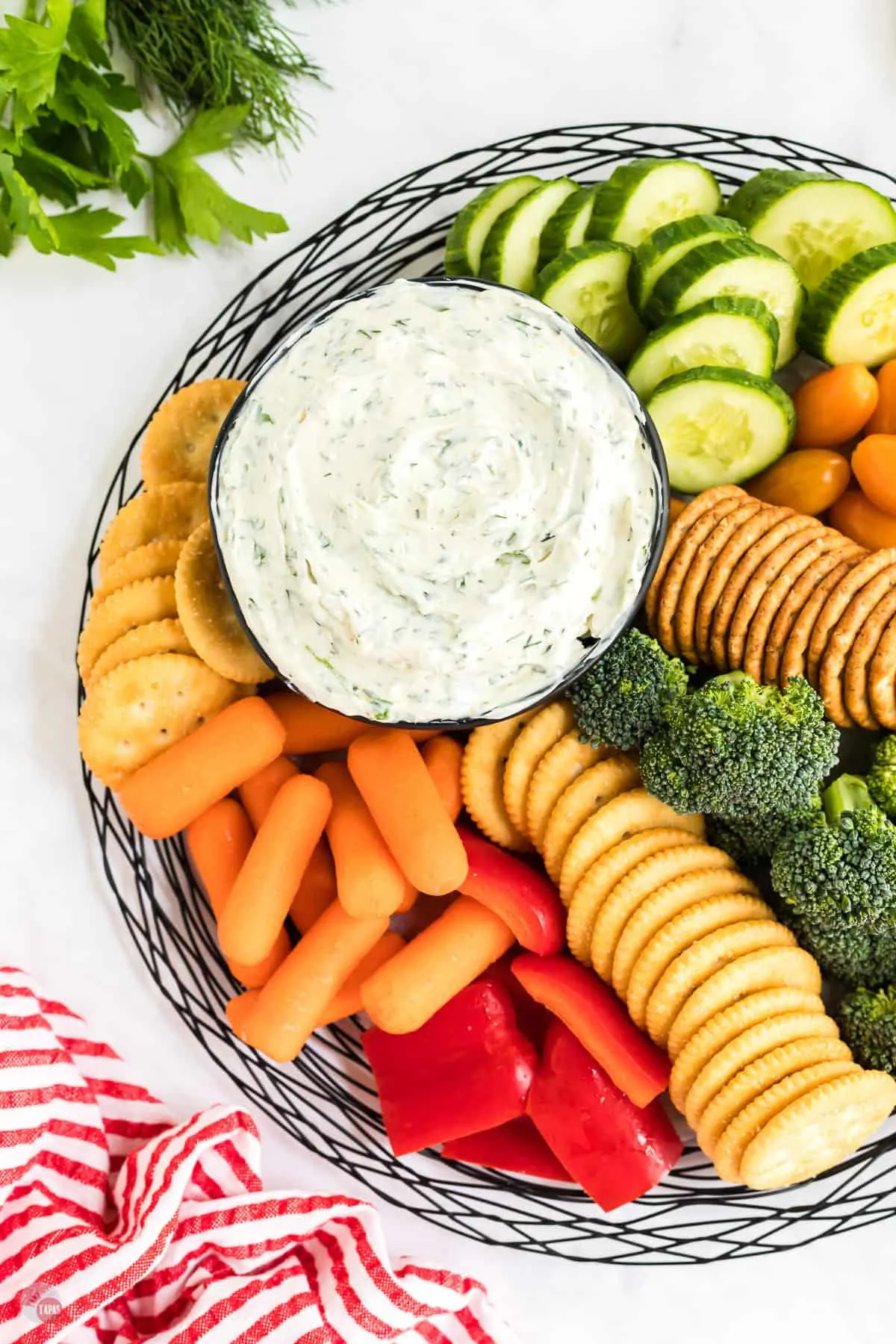 vegetable platter with dip