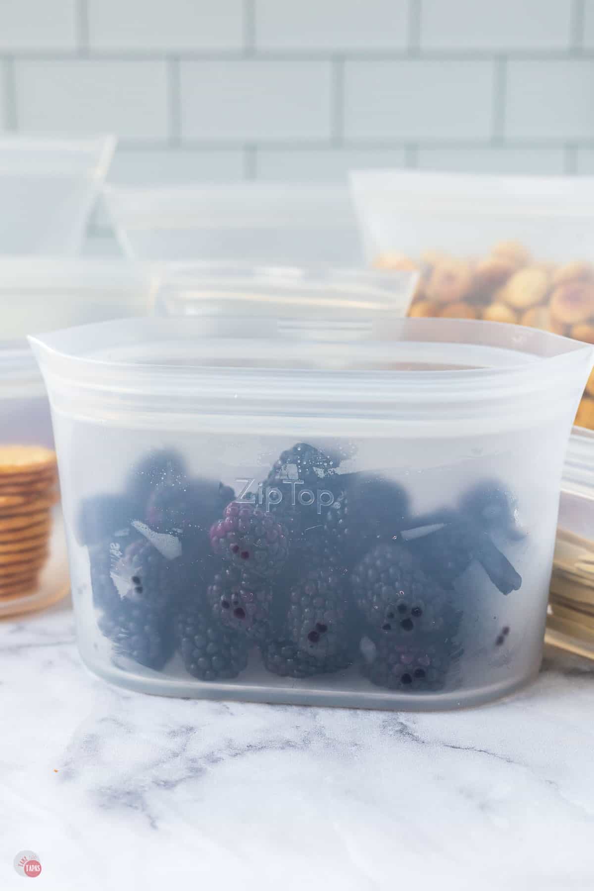 container of blackberries