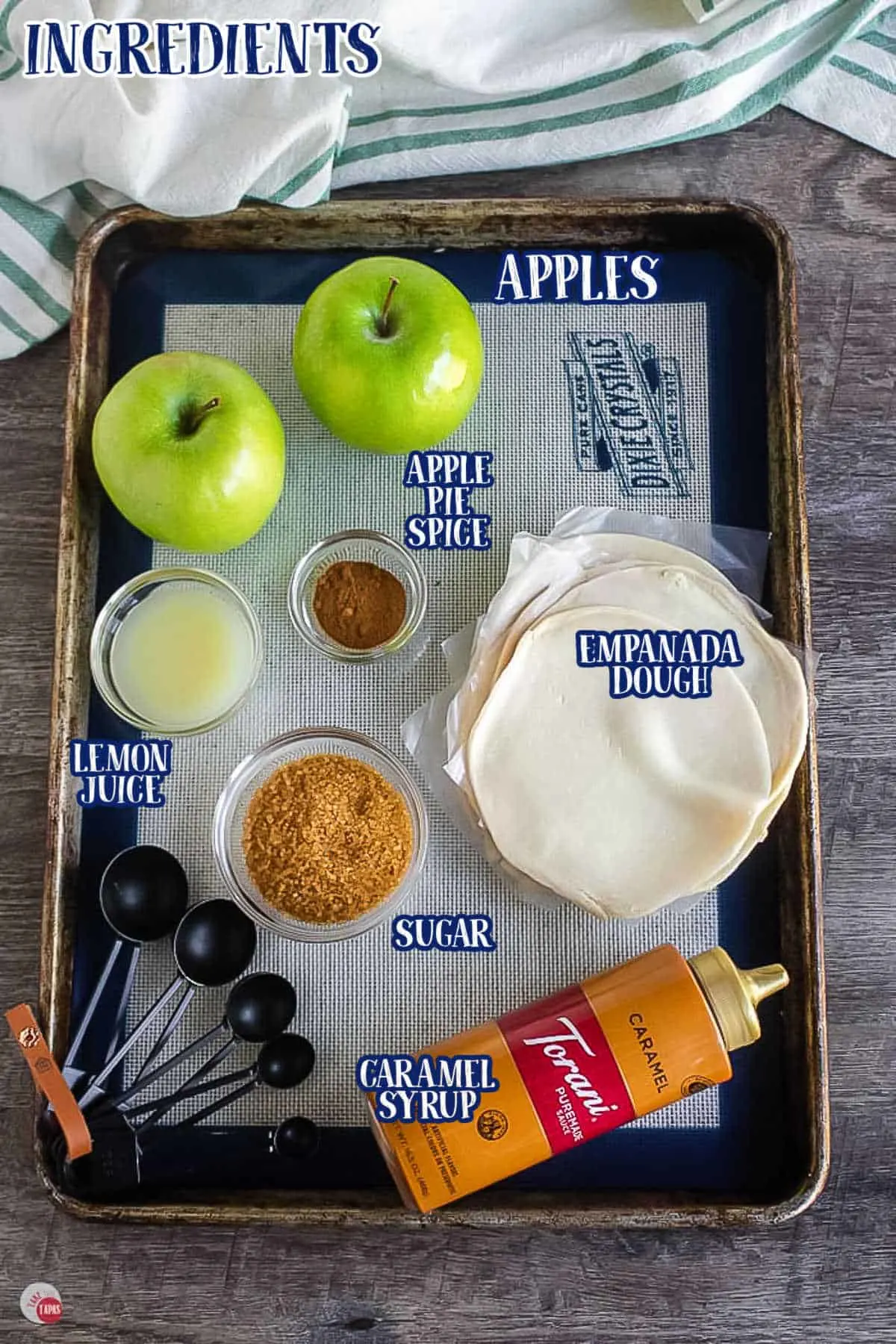 labeled picture of apple empanada ingredients
