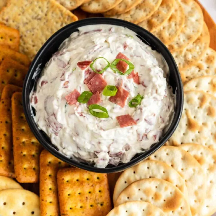 bowl of dip and crackers