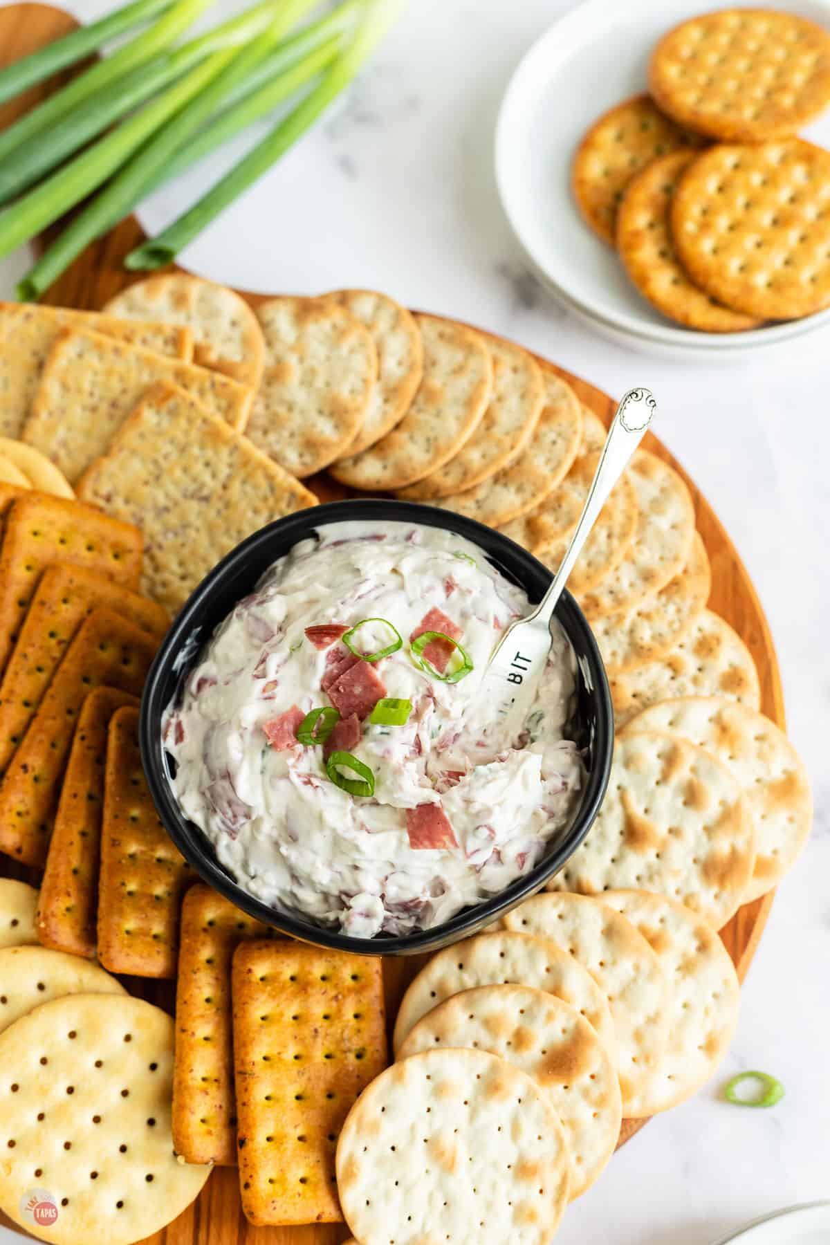 overhead picture of dried beef dip