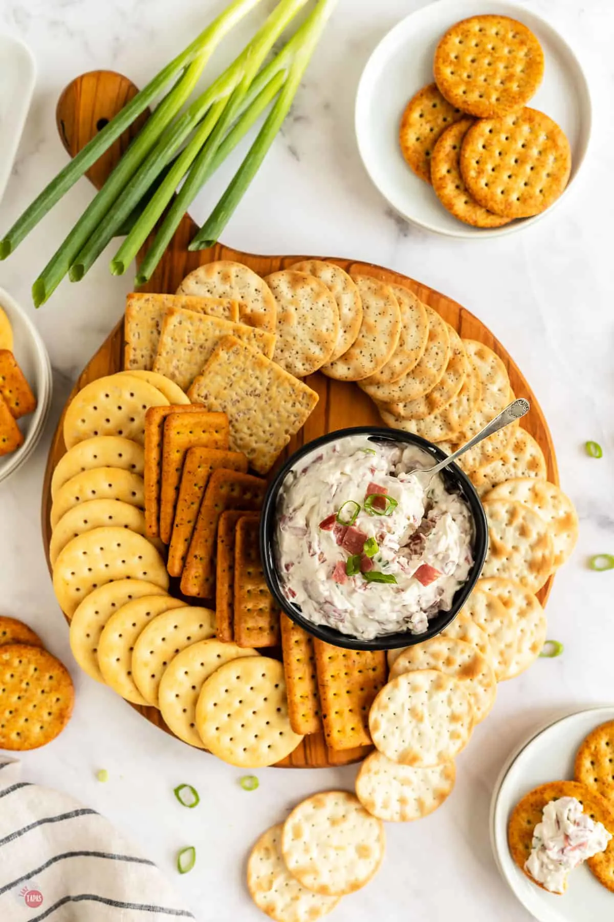 bowl of dip and crackers