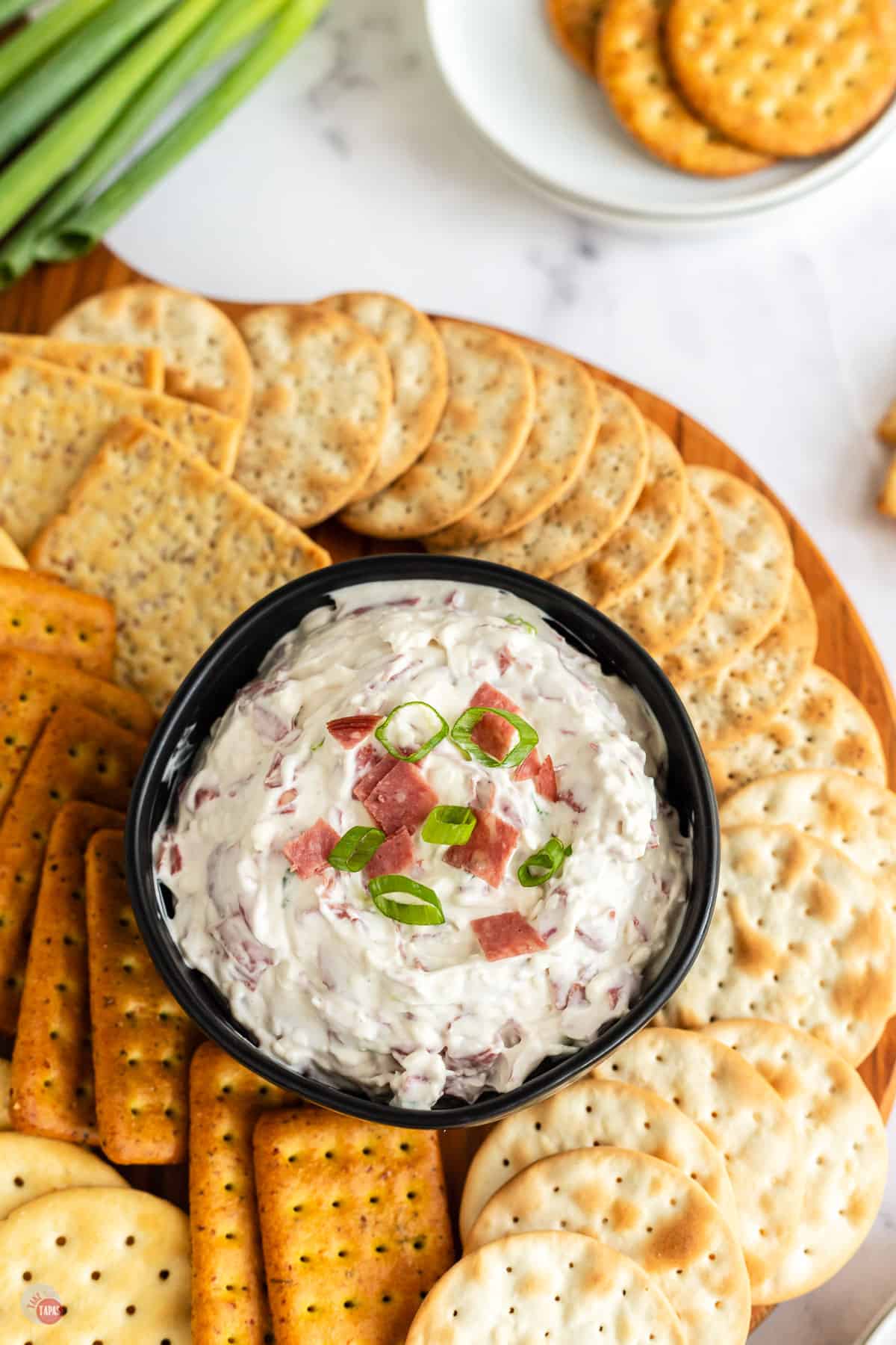 dip in a bowl with crackers