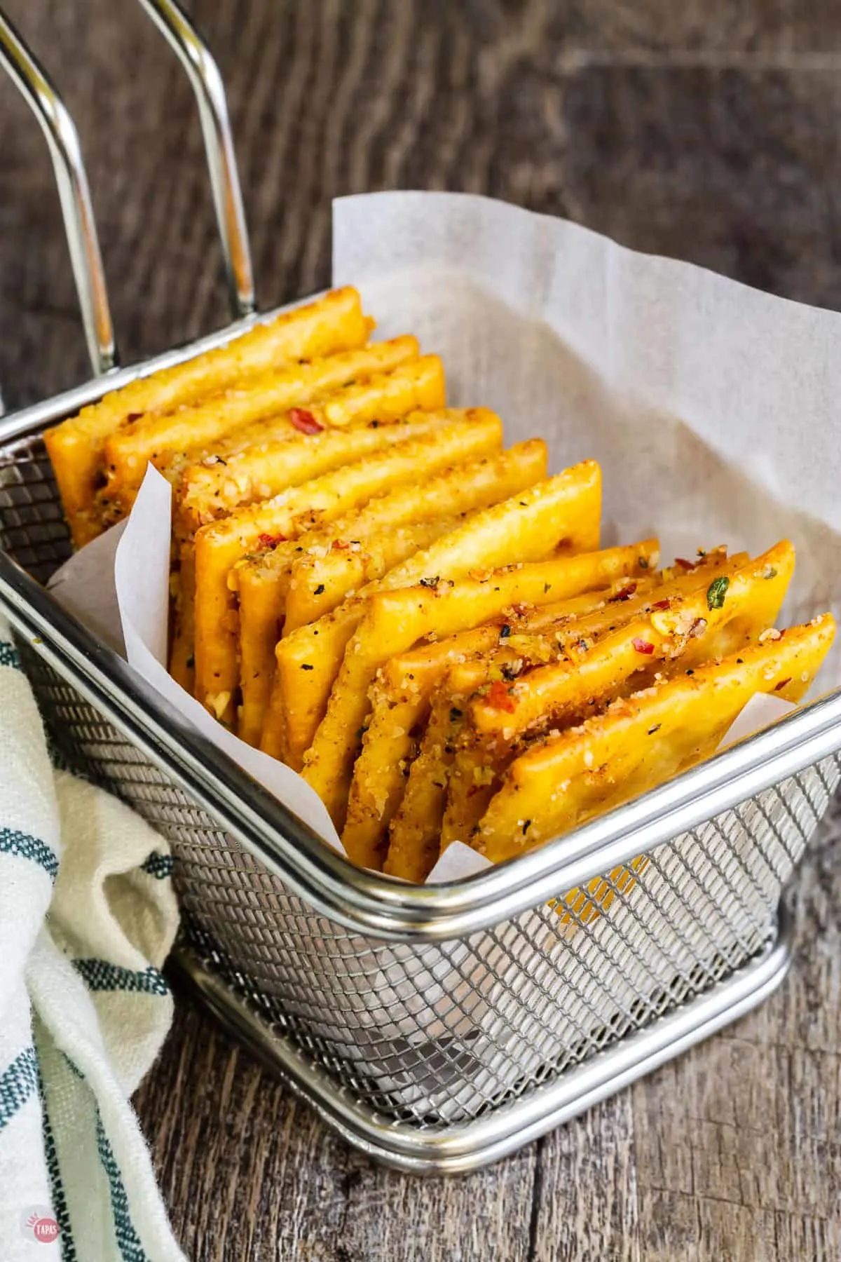 crackers in a metal basket