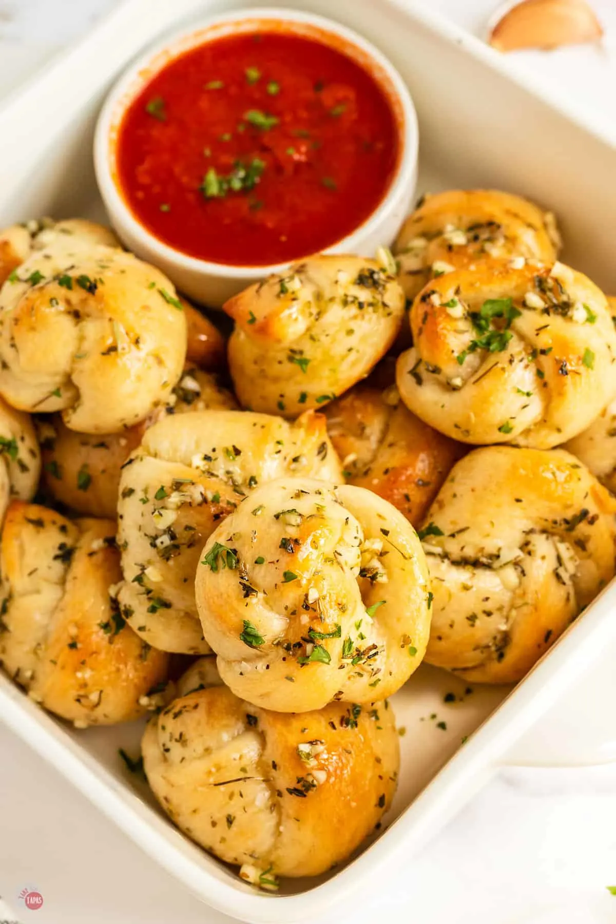 bowl of pizza dough garlic knots