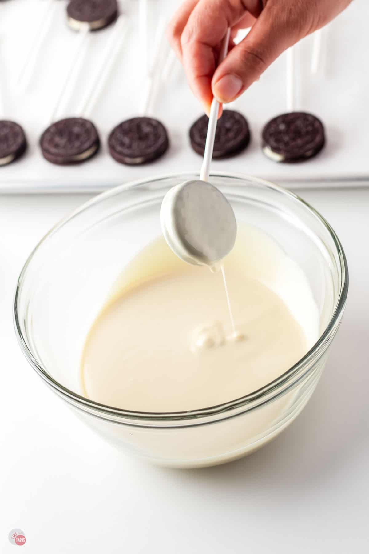 oreo pop in melted chocolate