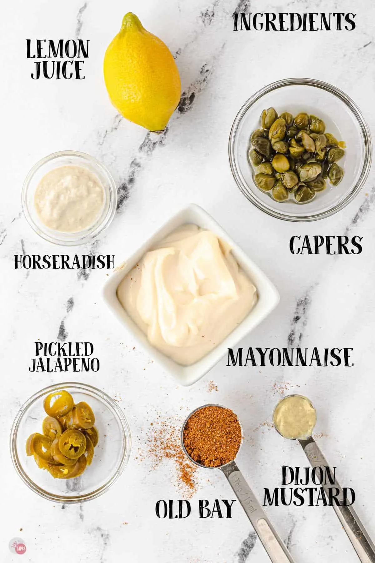 labeled picture of tartar sauce ingredients