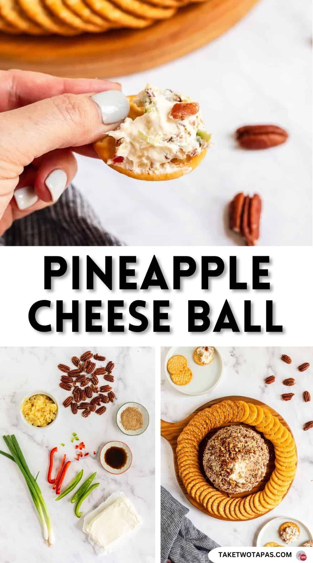 Pinterest pin image for pineapple cheese ball