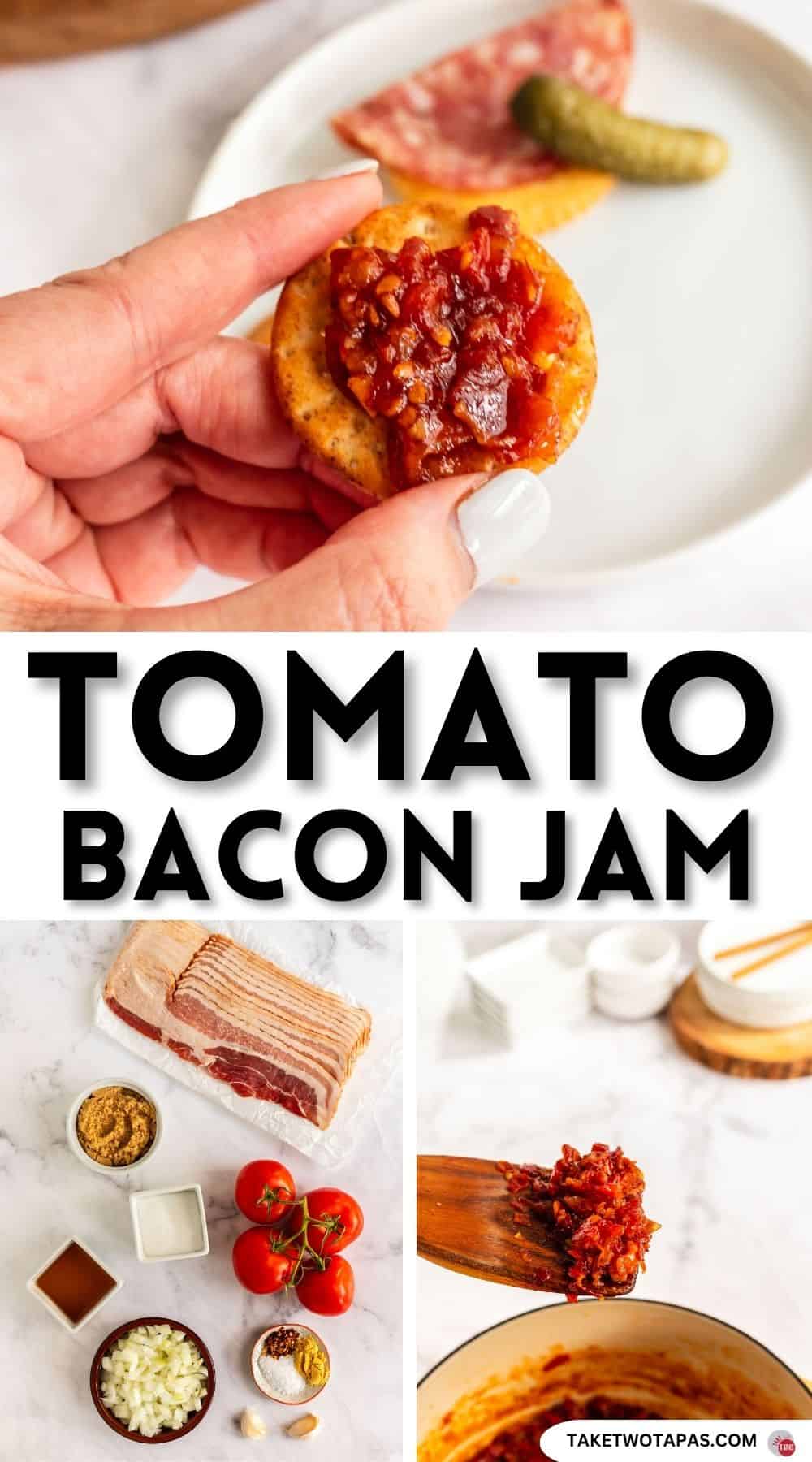 Pinterest pin image for tomato bacon jam recipe
