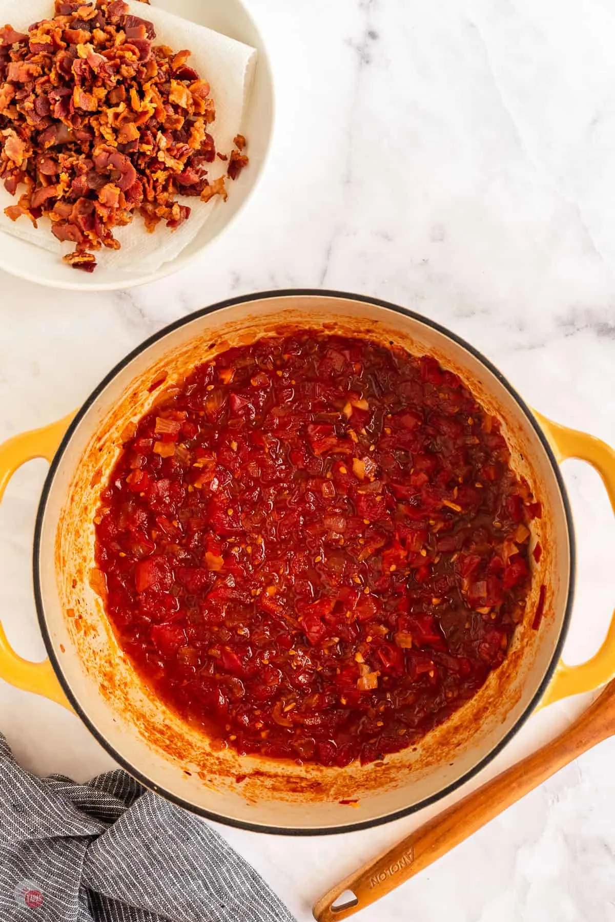 tomato bacon jam in a pot