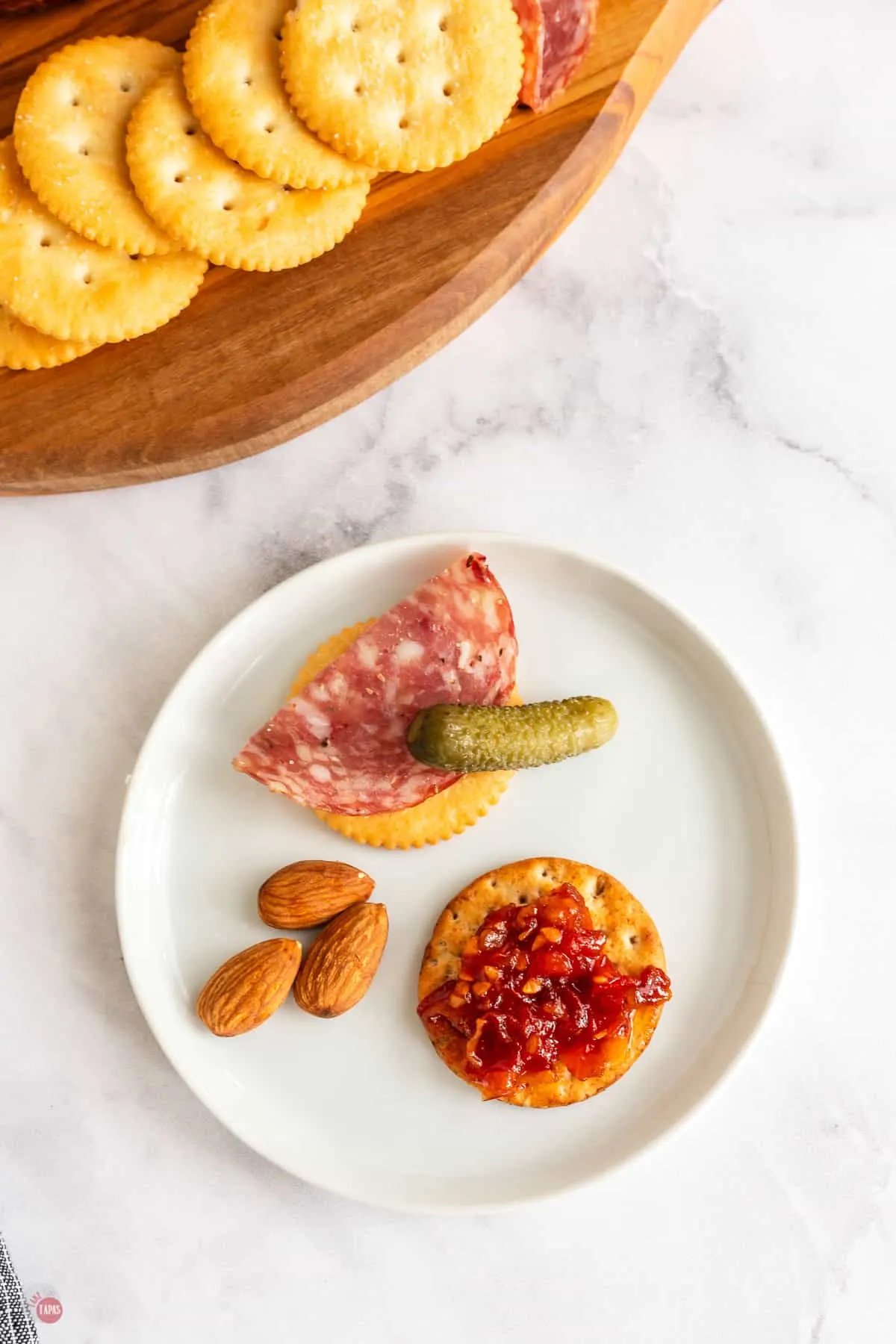 plate of crackers and jam