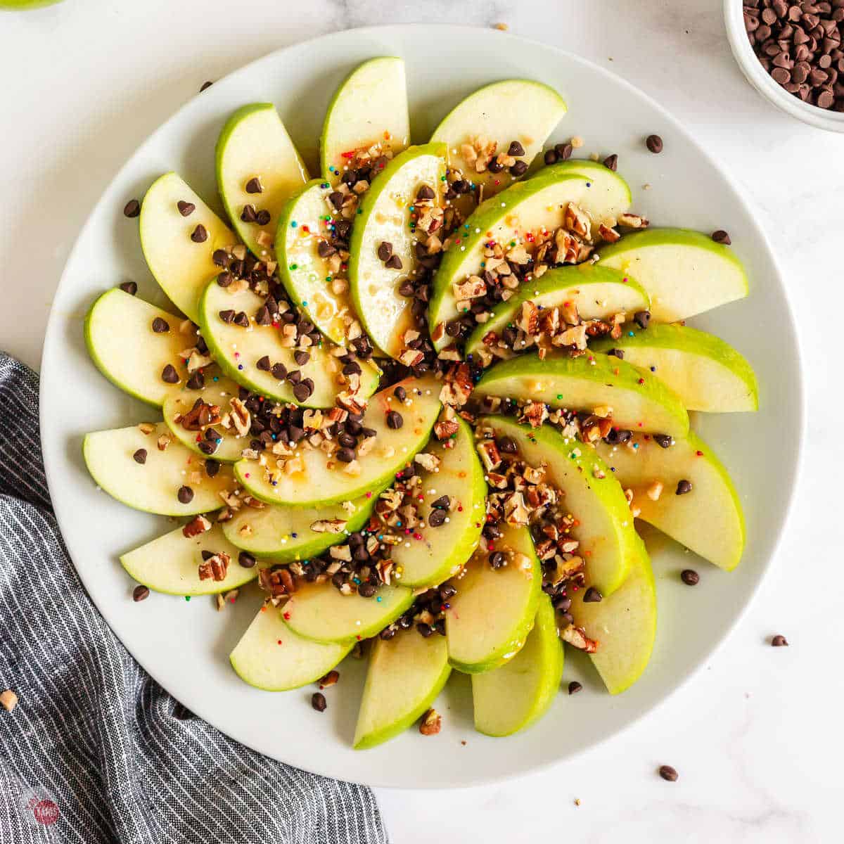 plate of apple nachos