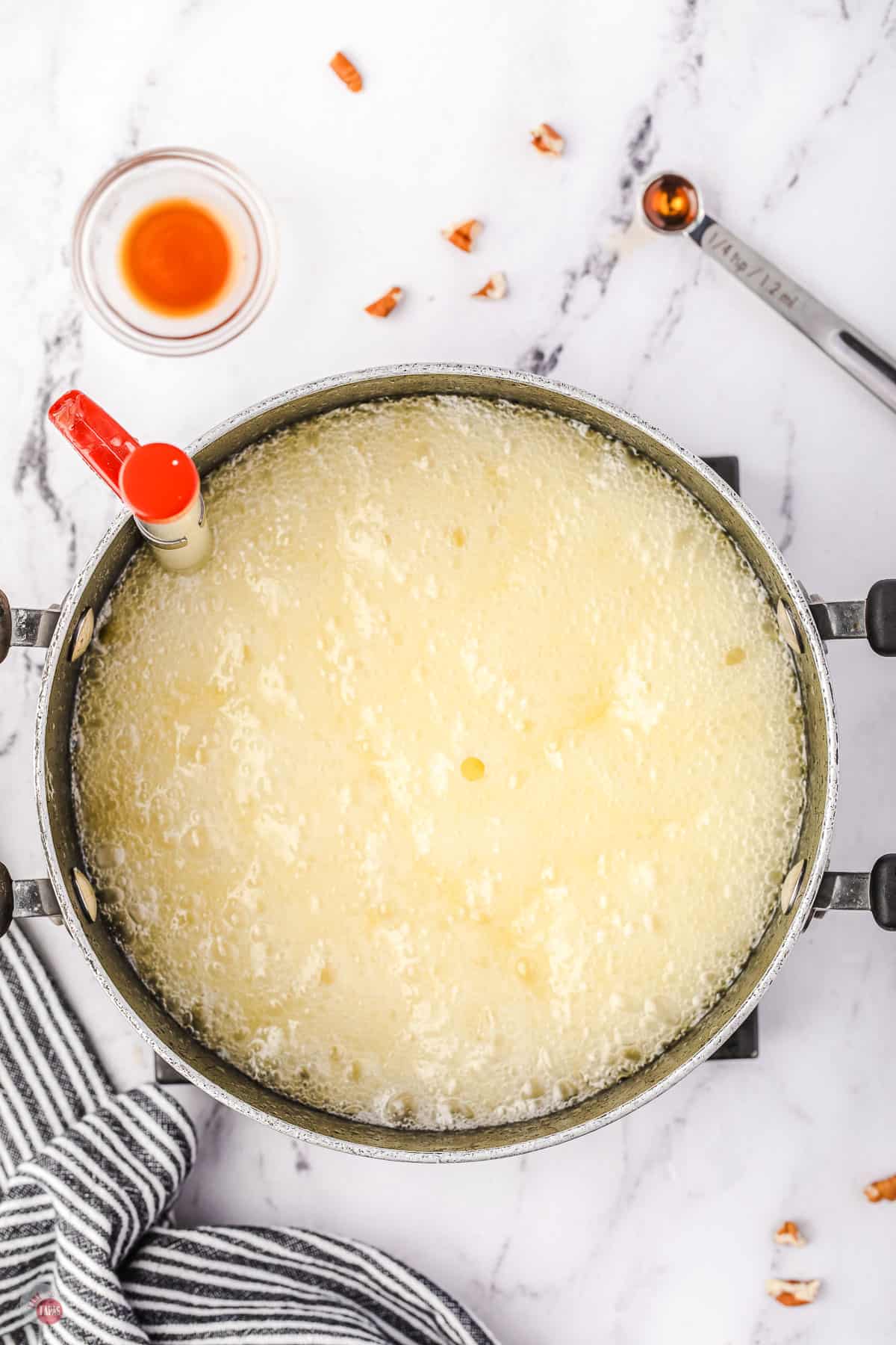 toffee boiling in pot