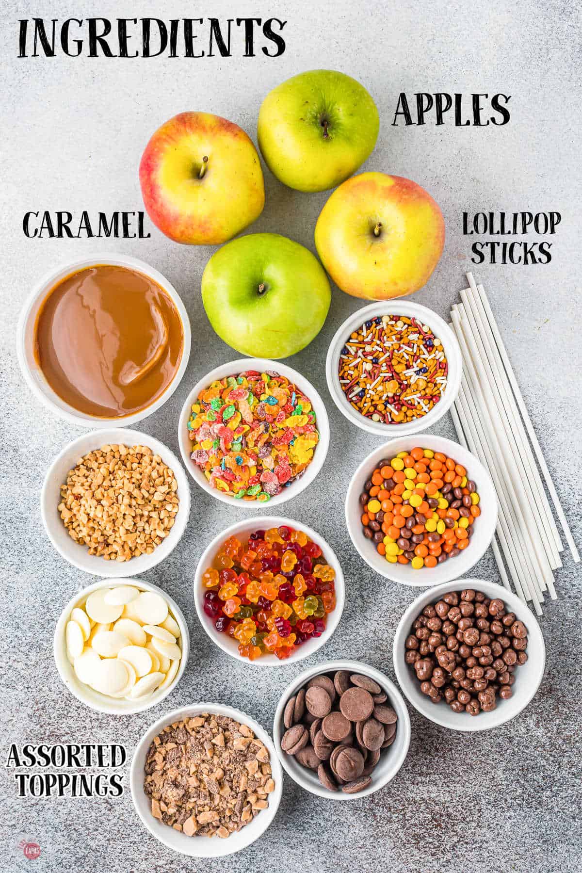labeled picture of caramel apple bar