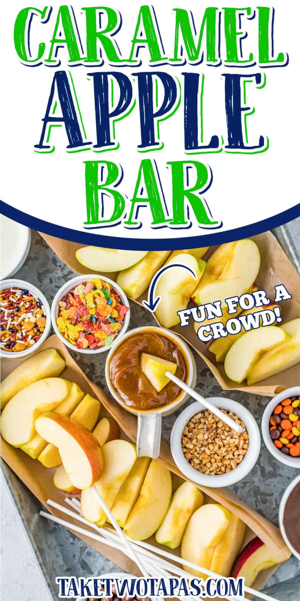 DIY caramel apple bar with text "caramel apple bar"