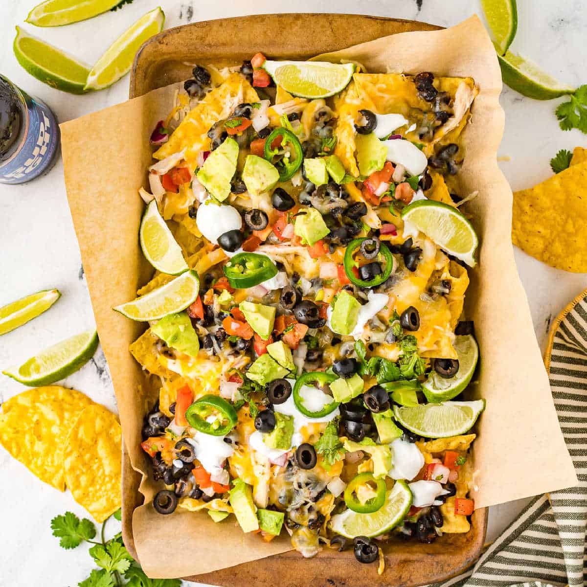 sheet pan nachos and a napkin