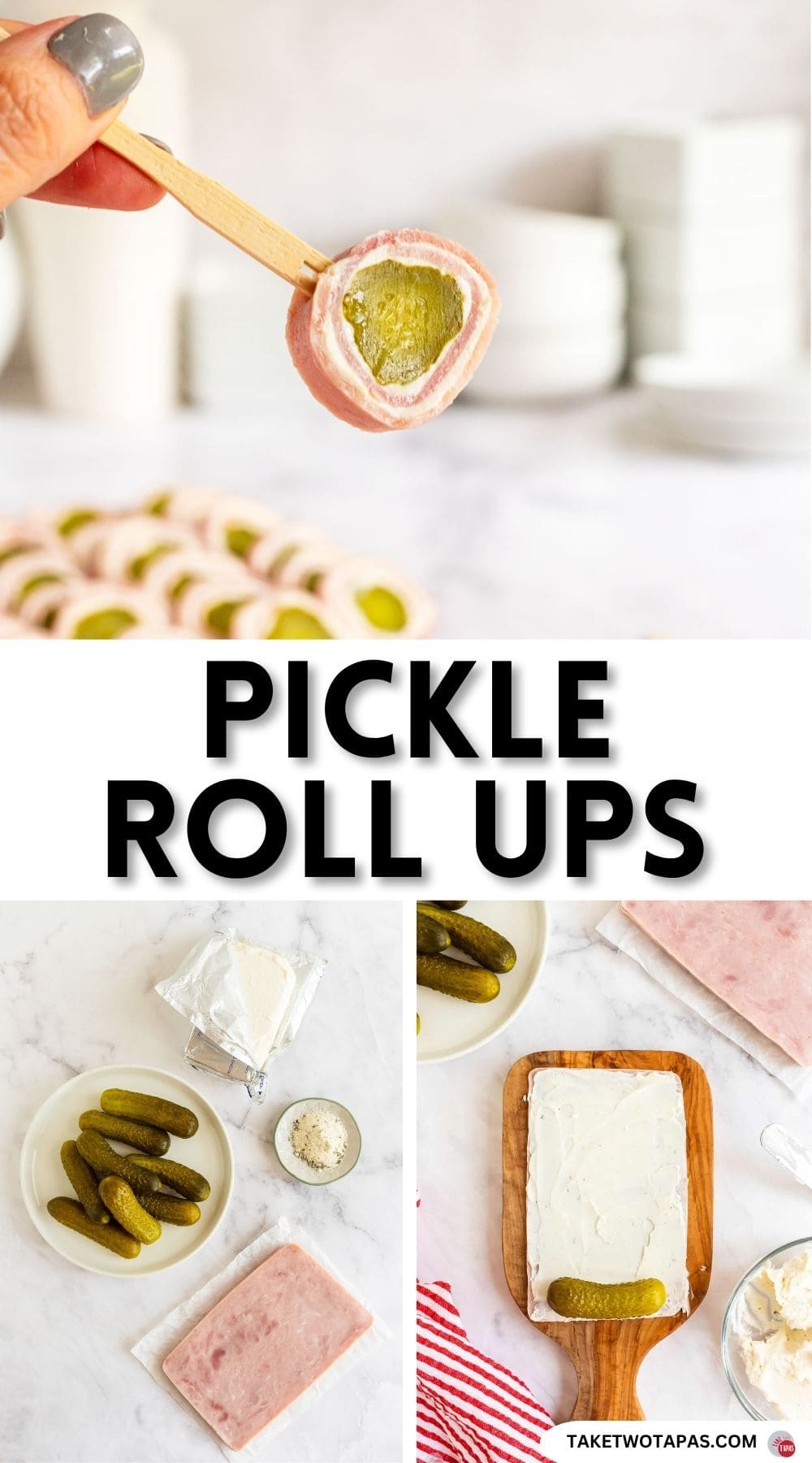 Pinterest pin image for Pickle roll ups