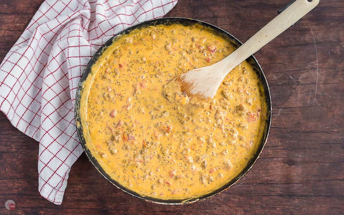 rotel dip in a pan