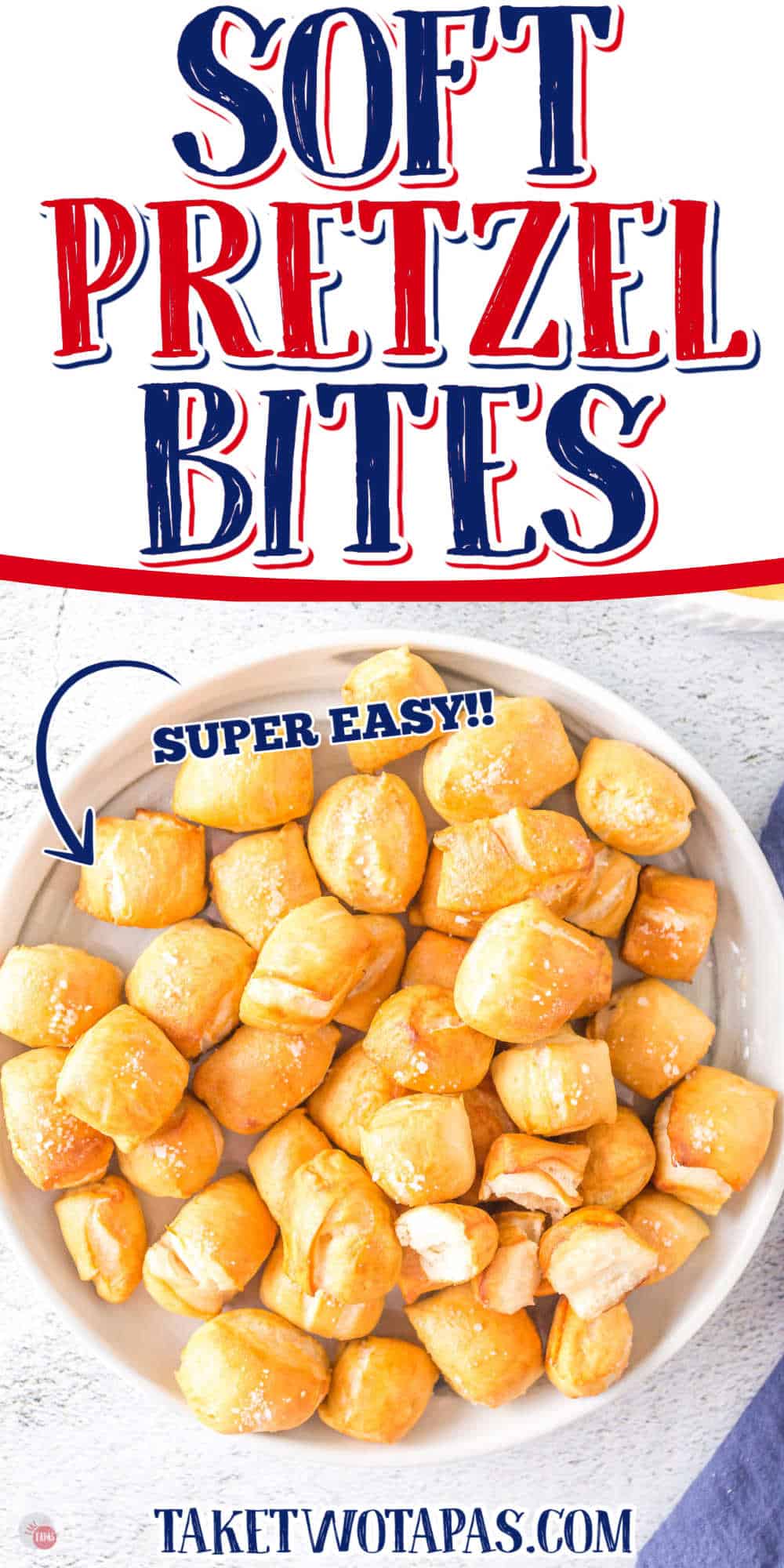 bowl of bites with text "soft pretzel bites"