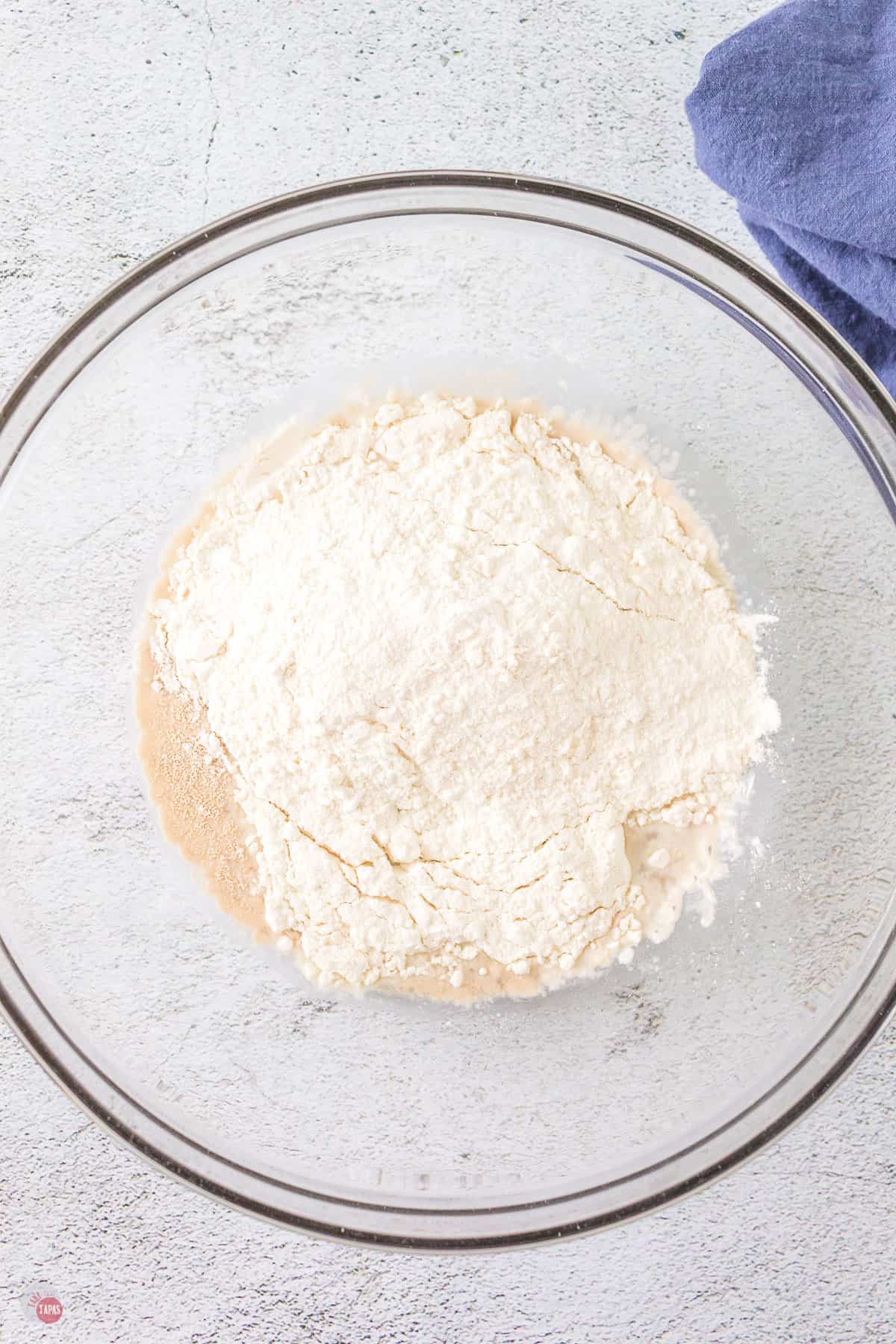 yeast and flour in a bowl
