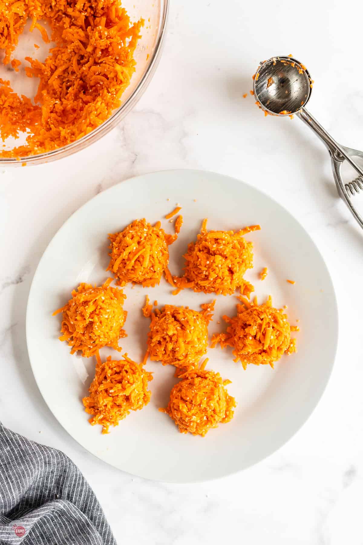 mounds of shredded sweet potato