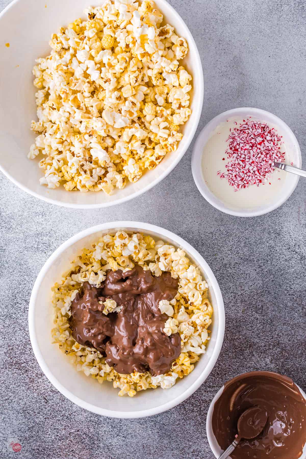 melted chocolate on popcorn